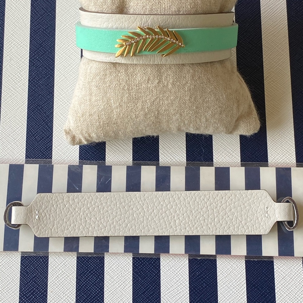 NWT Keep Collective Wide Leather Cuff Rose/Stone